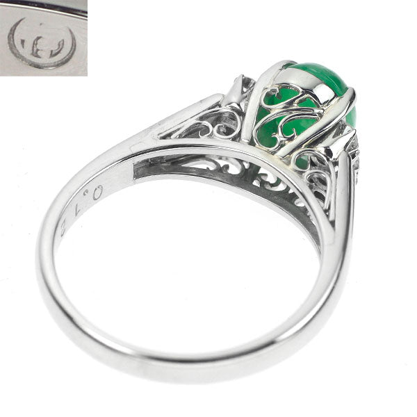 Isetan Pt900 Jade Diamond Ring D0.12ct 