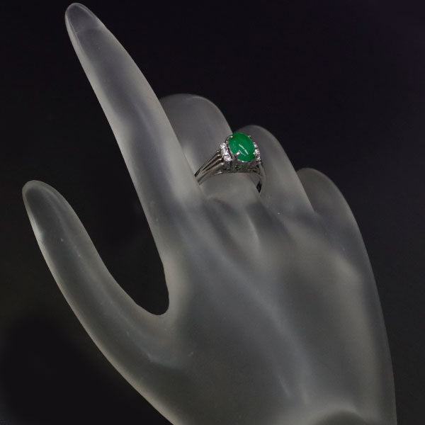 Isetan Pt900 Jade Diamond Ring D0.12ct 