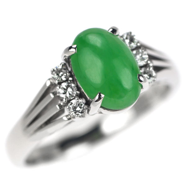 Isetan Pt900 Jade Diamond Ring D0.12ct 