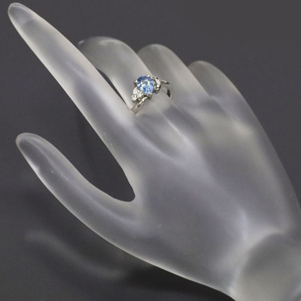 Pt900 Aquamarine Diamond Ring 0.87ct D0.10ct 
