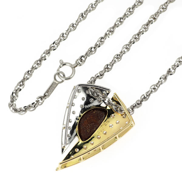 K18YG/Pt Boulder Opal Diamond Pendant Necklace 2.02ct D0.80ct 