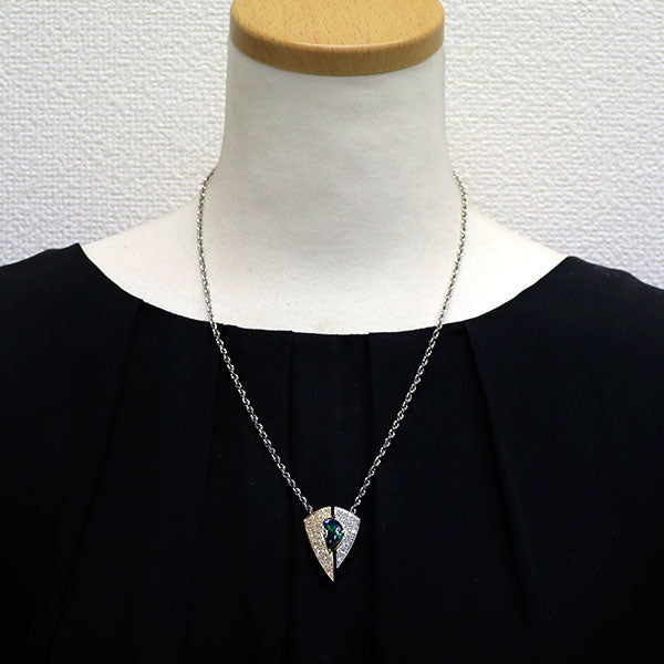 K18YG/Pt Boulder Opal Diamond Pendant Necklace 2.02ct D0.80ct 