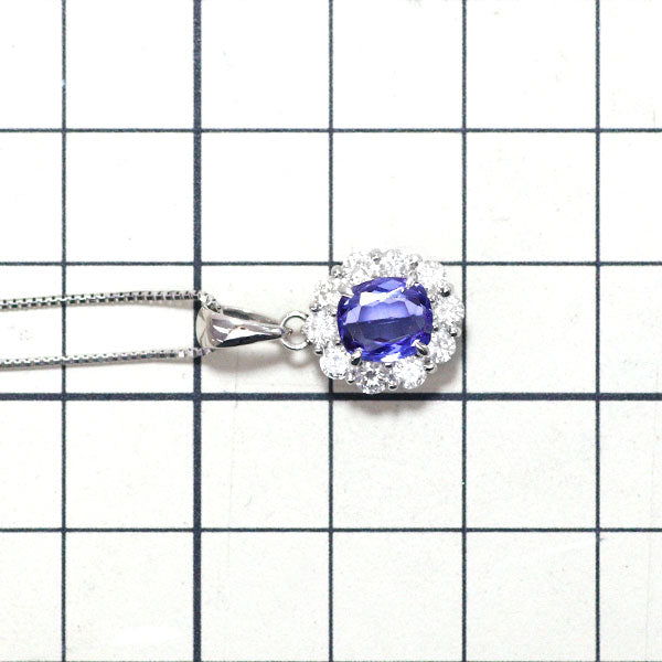 Pt Tanzanite Diamond Pendant Necklace 1.38ct D0.90ct 