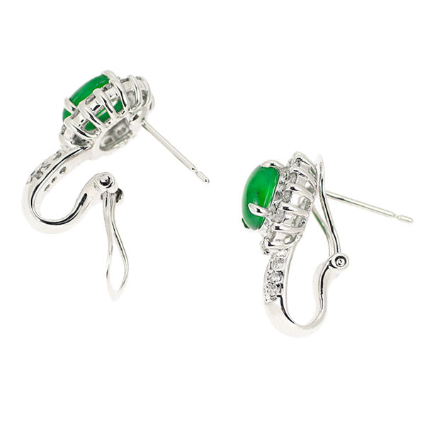 K14WG Jade Diamond Earrings 1.94ct D0.64ct 