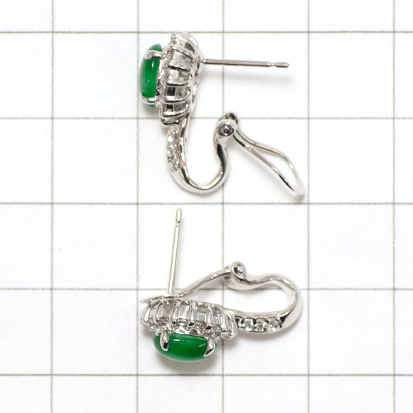 K14WG Jade Diamond Earrings 1.94ct D0.64ct 