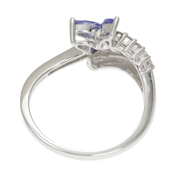 K18WG Tanzanite Diamond Ring 0.60ct D0.10ct Flower 