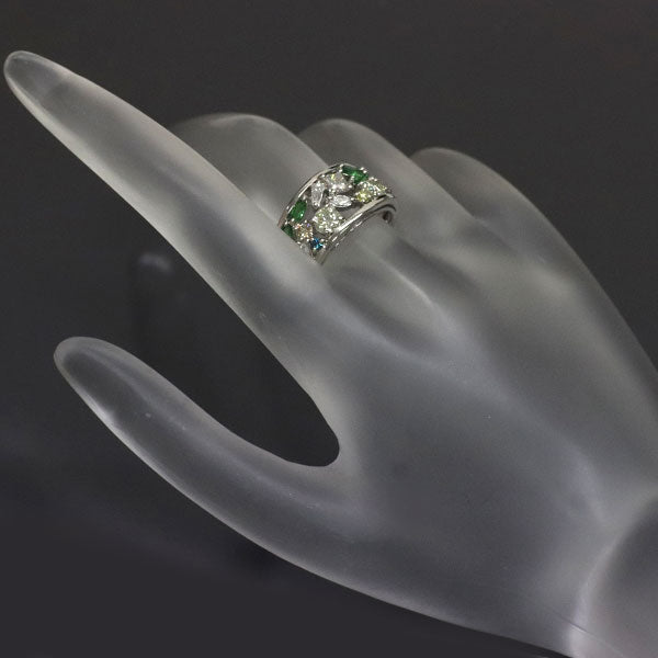 Pt900 Diamond Green Garnet Ring 1.14ct GG0.32ct 