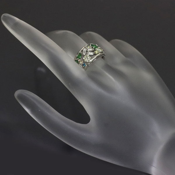 Pt900 ダイヤモンド グリーンガーネット リング 1.14ct GG0.32ct