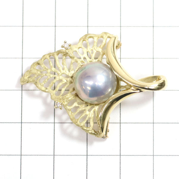 Tasaki Pearl K18YG Mabe Pearl Diamond Pendant Top/Brooch Diameter approx. 12.3mm D0.03ct 