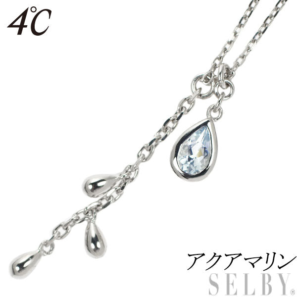 4℃ K18WG Aquamarine Pendant Necklace 