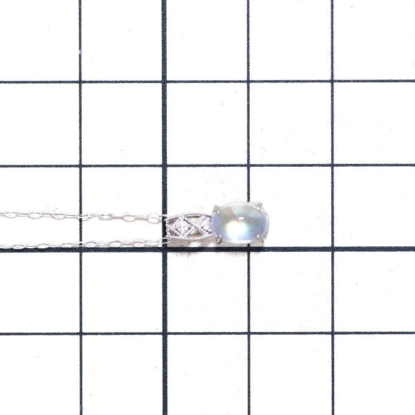 K18WG Moonstone Diamond Pendant Necklace 1.06ct D0.02ct 