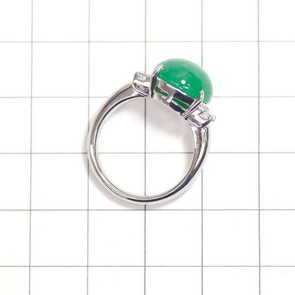 Pt900 Jade Diamond Ring 6.62ct D0.49ct 