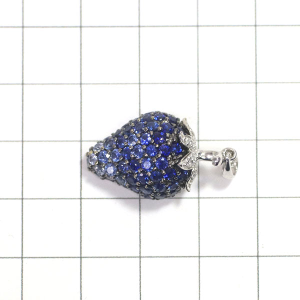 K18WG Sapphire Diamond Pendant Top 2.97ct D0.03ct Strawberry 