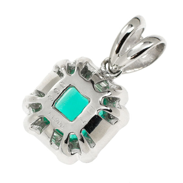 Pt900 emerald diamond pendant top 1.17ct D0.66ct 