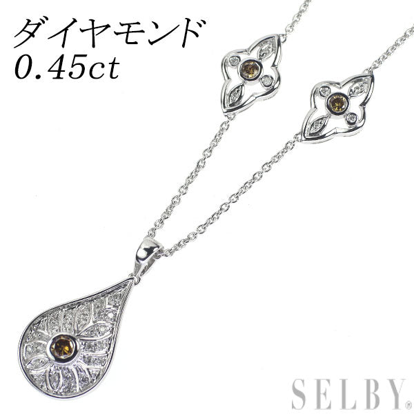 K18WG ダイヤモンド ネックレス 0.45ct ヴィンテージモチーフ ステーション