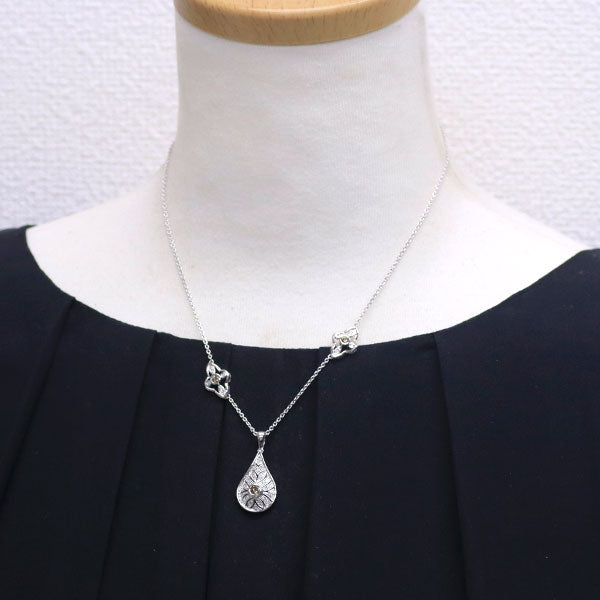 K18WG Diamond Necklace 0.45ct Vintage Motif Station 