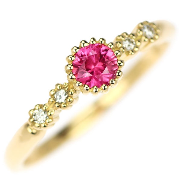 K18YG Pink Sapphire Diamond Ring 0.25ct D0.05ct 