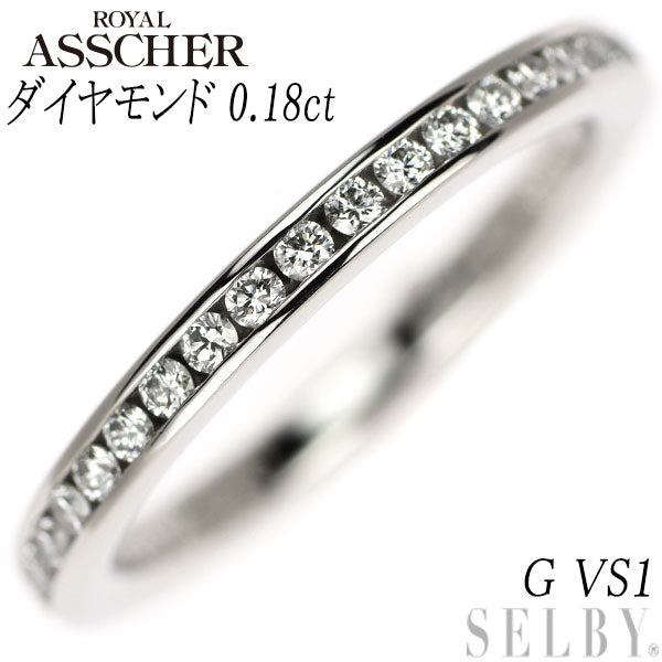 Royal Asscher Pt950 Diamond Ring D0.18ct G VS1 Half Eternity 