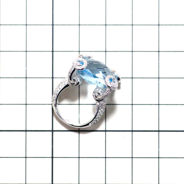 Gucci K18WG Blue Topaz Diamond Ring Horsebit Cocktail 