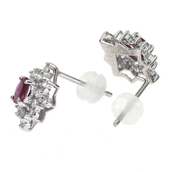 Pt900 Ruby Diamond Earrings 0.65ct D0.62ct 