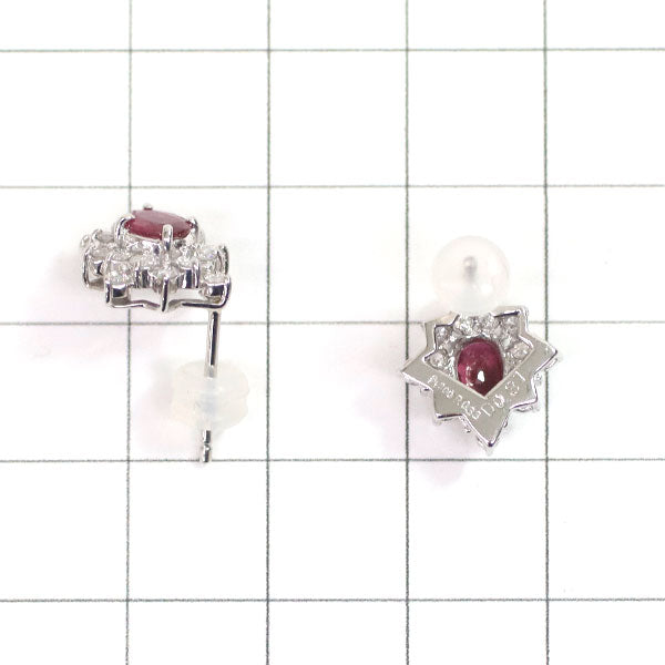 Pt900 Ruby Diamond Earrings 0.65ct D0.62ct 