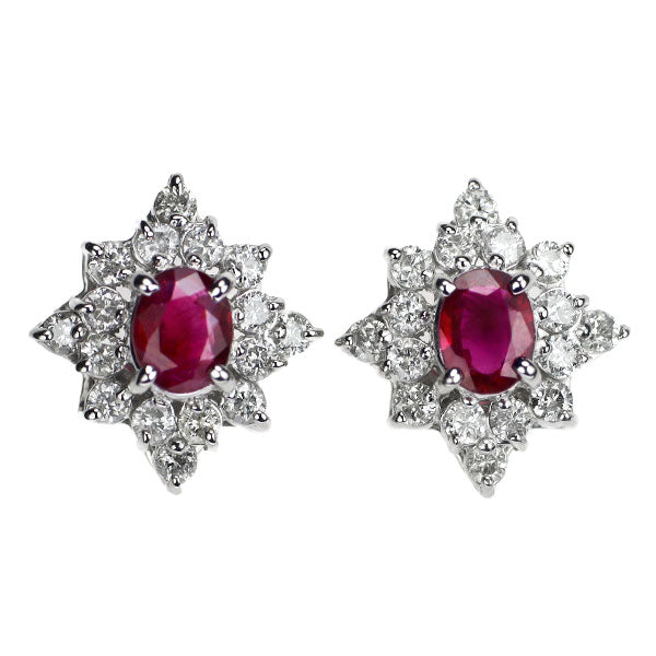 Pt900 Ruby Diamond Earrings 0.65ct D0.62ct 