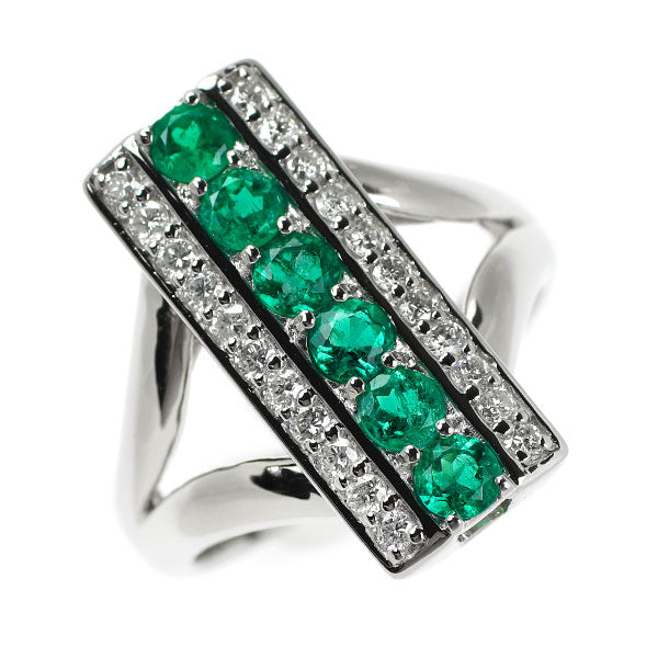 Pt900 Emerald Diamond Ring 0.60ct D0.35ct 