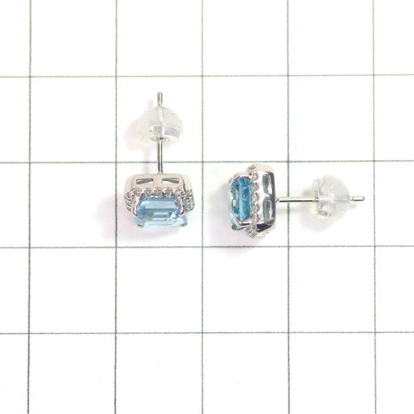 New Pt900 Blue Zircon Rose Cut Diamond Earrings 3.40ct D0.18ct 