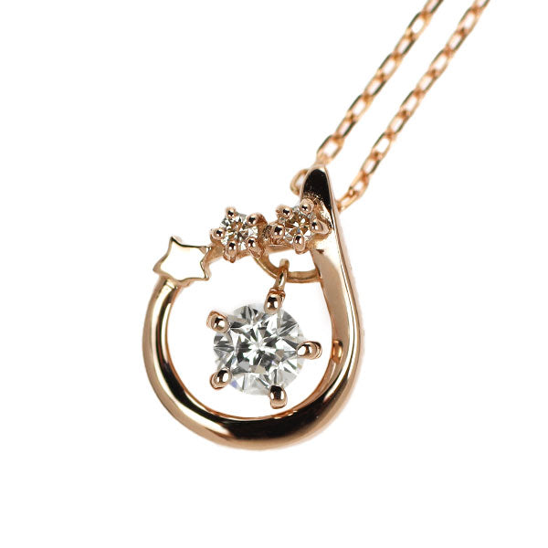 Wish Upon a Star K18PG Diamond Pendant Necklace 0.087ct D0.01ct The Little Prince 