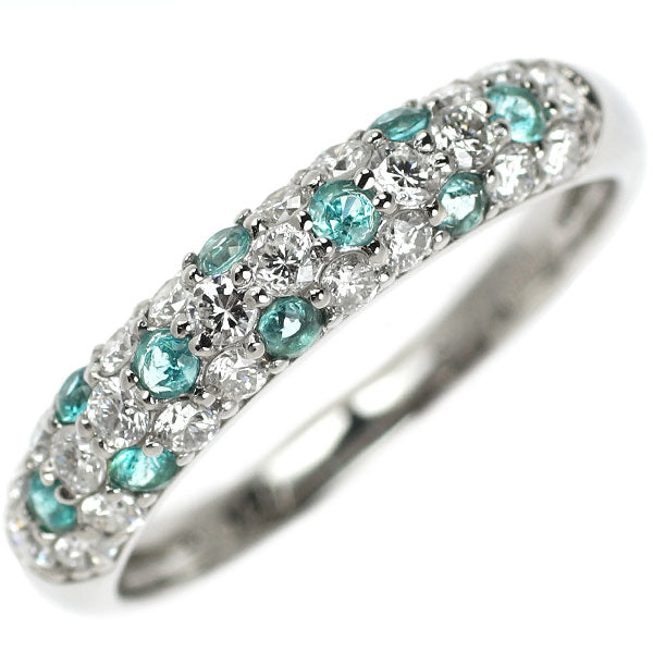 Pt900 Paraiba Tourmaline Diamond Ring 0.19ct D0.46ct Pavé 