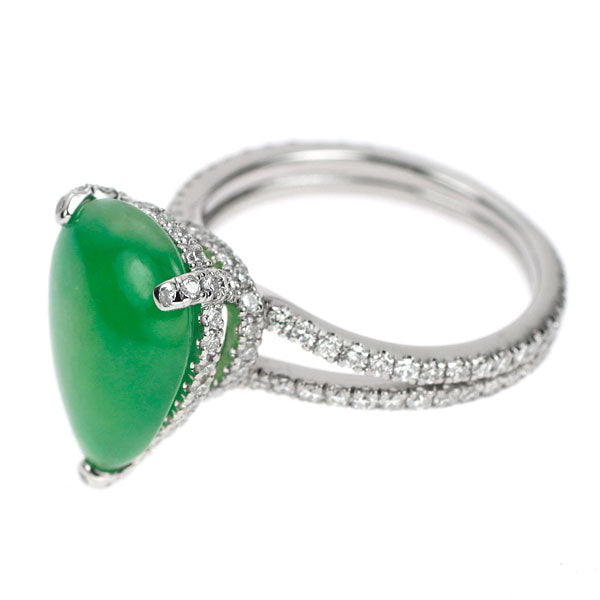 Pt950 Jade Diamond Ring 5.72ct D0.96ct 