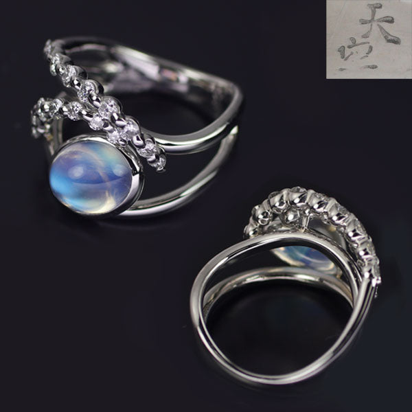 天空 Pt900 ラブラドライト ダイヤモンド リング 3.14ct D0.62ct ...