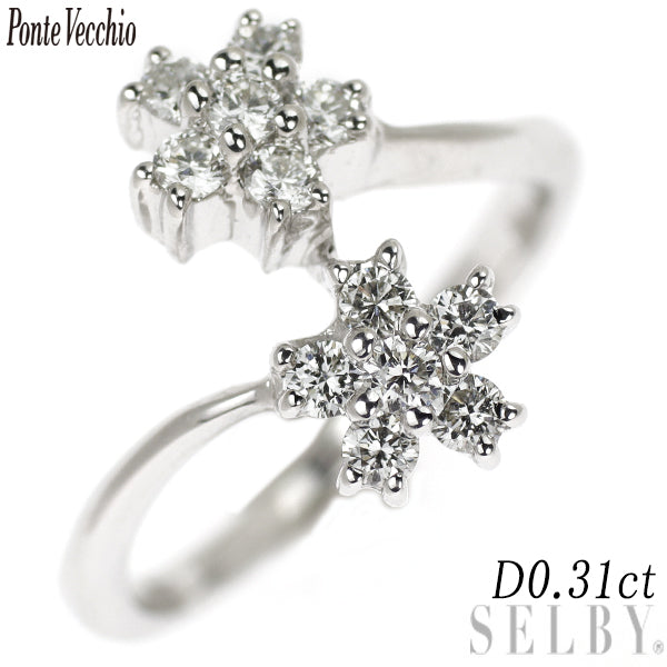 Ponte Vecchio K18WG Diamond Ring 0.31ct Flower Pinky – セルビー ...