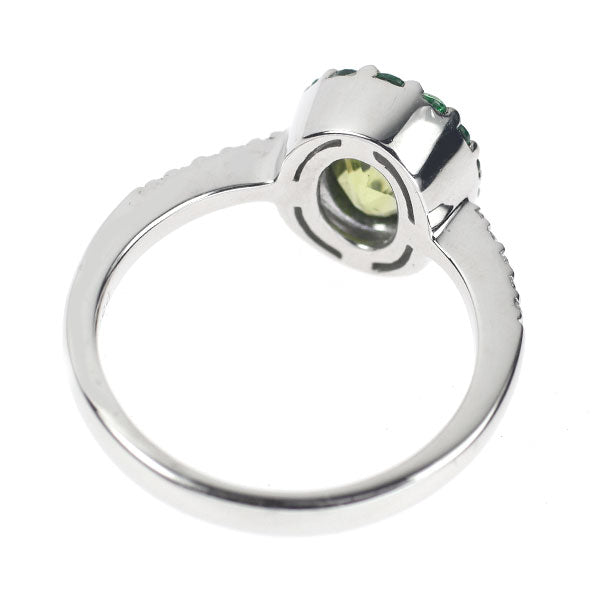 K18WG Peridot Green Garnet Diamond Ring 0.80ct G0.35ct D0.08ct 