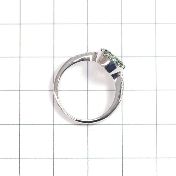 K18WG Peridot Green Garnet Diamond Ring 0.80ct G0.35ct D0.08ct 