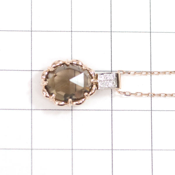 K18WG/PG Smoky Quartz Diamond Pendant Necklace 3.07ct D0.05ct 