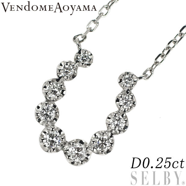 Vendome Aoyama Pt950/Pt850 Diamond Pendant Necklace 0.25ct Horseshoe 