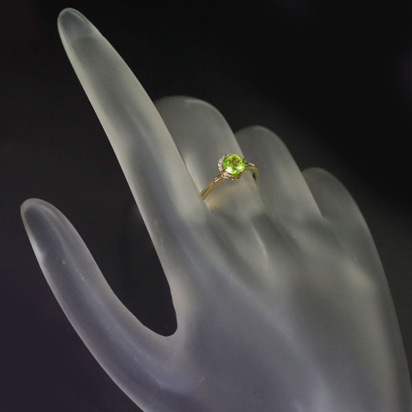 Star Jewelry K18YG Peridot Diamond Ring D0.02ct Power on the Moon 