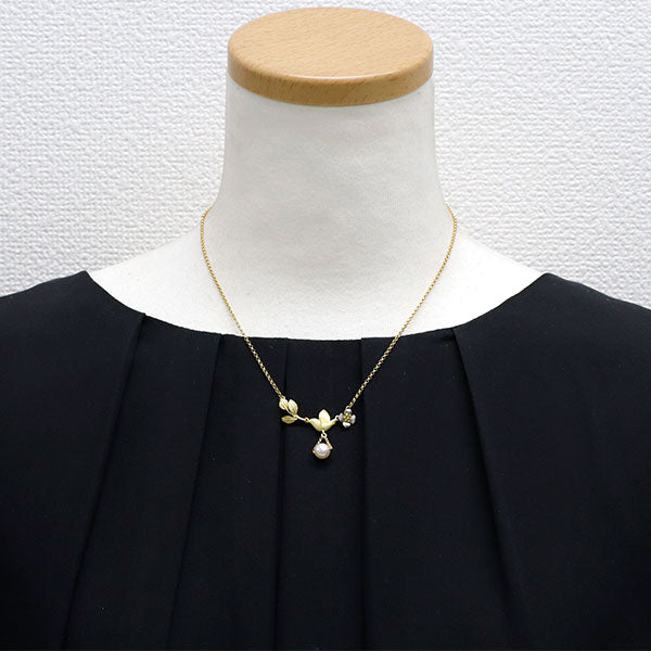Nobuko Ishikawa K18YG/Pt900 Akoya pearl pendant necklace diameter approx. 6.3mm flower bird 