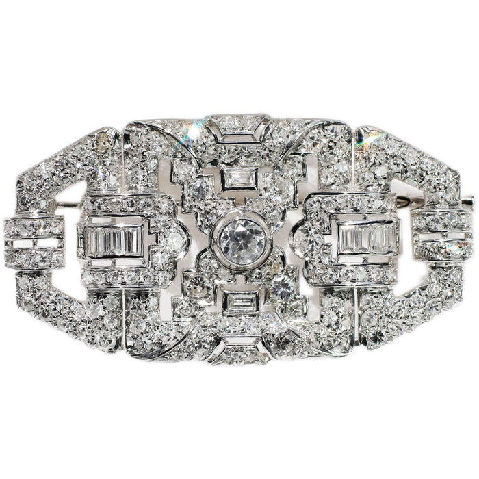 Pt950/K18WG Old Cut/Single Cut Diamond Brooch 5ct equivalent 