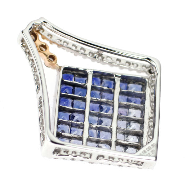 K18WG/PG Sapphire Diamond Pendant Top 2.20ct D0.30ct Mystery Setting 