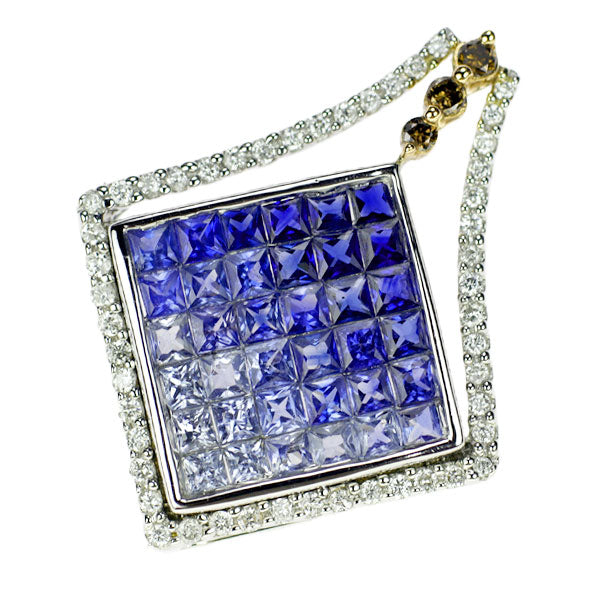 K18WG/PG Sapphire Diamond Pendant Top 2.20ct D0.30ct Mystery Setting 