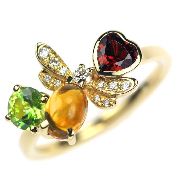 Chaumet K18YG Color Stone Diamond Ring Size 50 Attrape Moi 