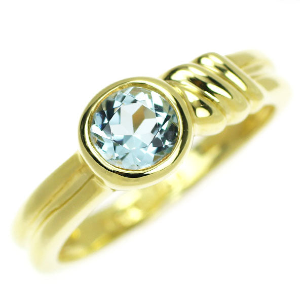 Tiffany K18YG Aquamarine Ring 