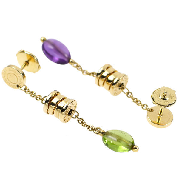 Bulgari K18YG Peridot Amethyst Earrings B.ZERO1 Element 