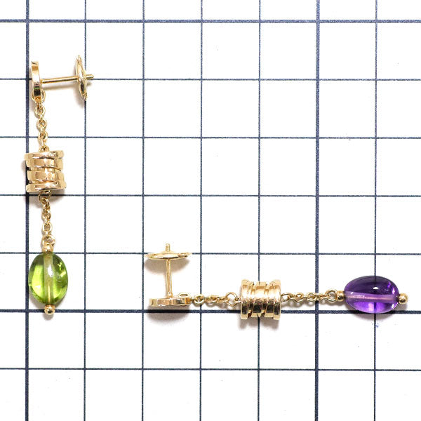 Bulgari K18YG Peridot Amethyst Earrings B.ZERO1 Element 