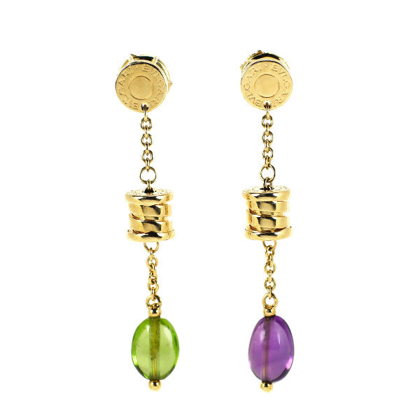 Bulgari K18YG Peridot Amethyst Earrings B.ZERO1 Element 