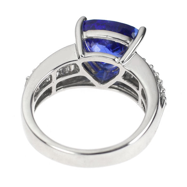 GSTV Pt950 Trilliant Tanzanite Diamond Ring 3.39ct D0.50ct 