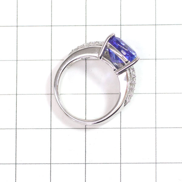 GSTV Pt950 Trilliant Tanzanite Diamond Ring 3.39ct D0.50ct 