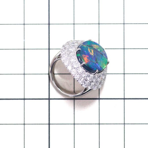 Pt900 ブラックオパール ダイヤモンド リング 7.20ct D3.86ct